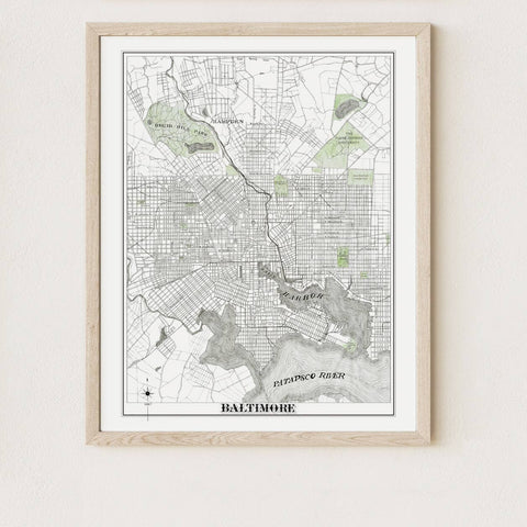 Baltimore Hand-drawn 1887 Street Map Print - image 2