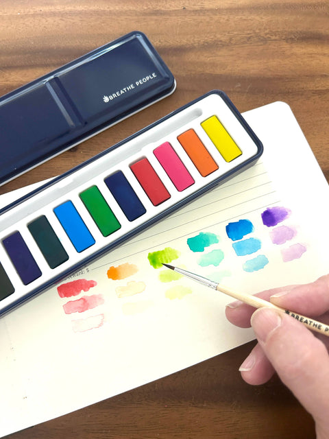 Watercolor Set of 12 Artist Grade Colors + Wood Paintbrush - image 5