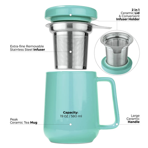 Peak Porcelain Ceramic Mug With Metal Infuser 19oz - image 5