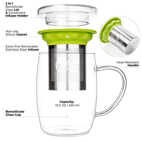 PerfecTEA Glass Cup Infuser - Perfect Tea Mug - image 3