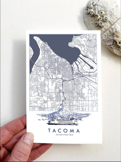 Tacoma Blueprint Map Postcard
