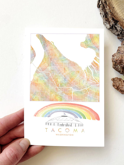 Tacoma Rainbow Pride Map Postcard