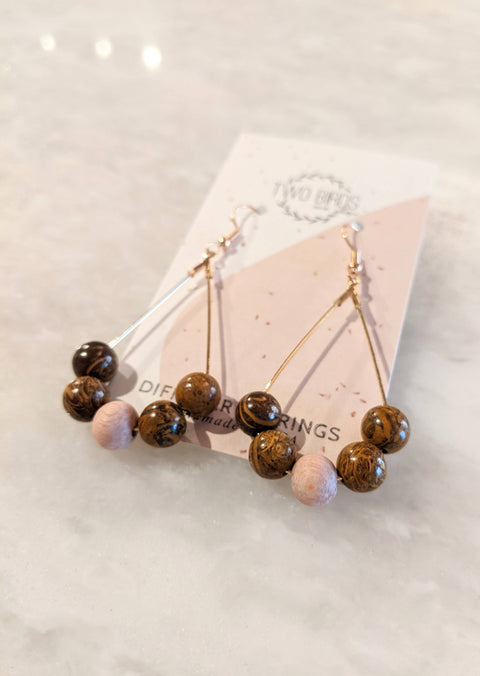 Oakwood Jasper & Rosewood - Teardrop Diffuser Earrings - image 3