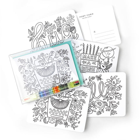 Color-In Postcard Kit - Floral