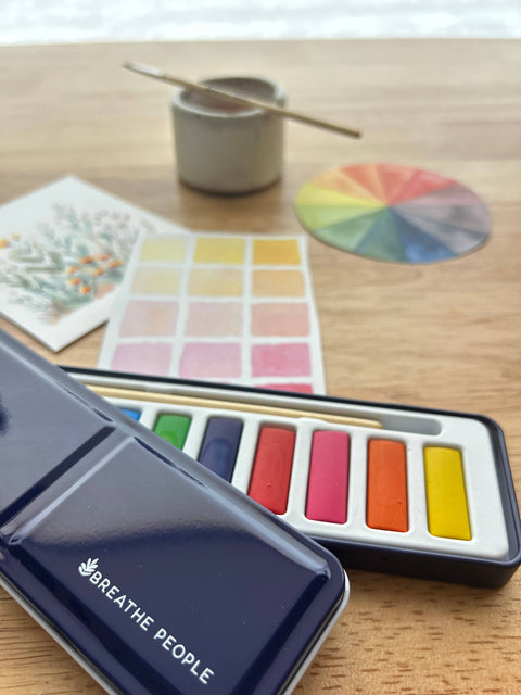 Watercolor Set of 12 Artist Grade Colors + Wood Paintbrush - image 4
