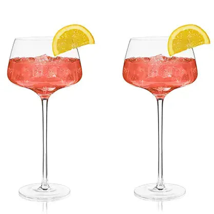 Raye(TM) Angled Crystal Stemmed Amaro Spritz Glasses - Set of 2
