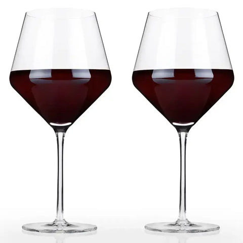 Raye(TM) Angled Crystal Burgundy Glasses - Set of 2