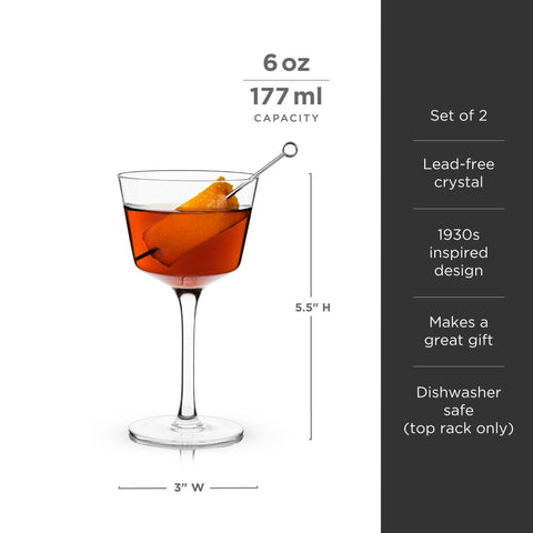 Raye(TM) Angled Crystal Nick & Nora Glasses - Set of 2 - image 4