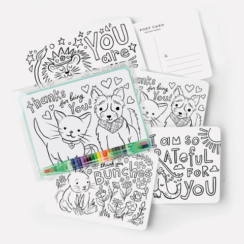 Color-In Postcard Kit - Kids Thank You - image 2