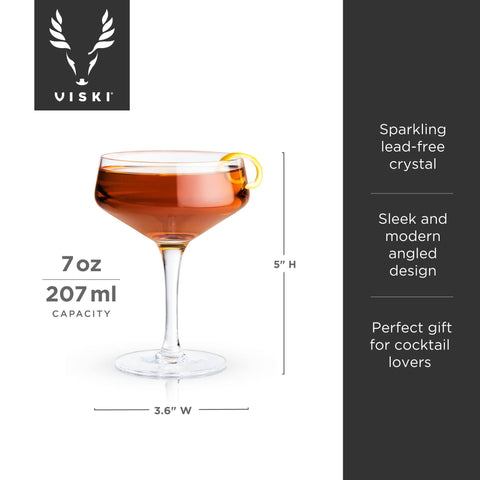 Raye™ Angled Crystal Coupe Glasses - Set of 2