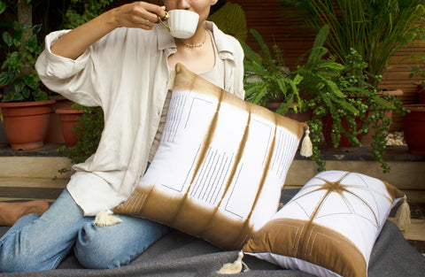Euphoria Cotton Tie & Dye Pale Brown Throw Pillow - image 2