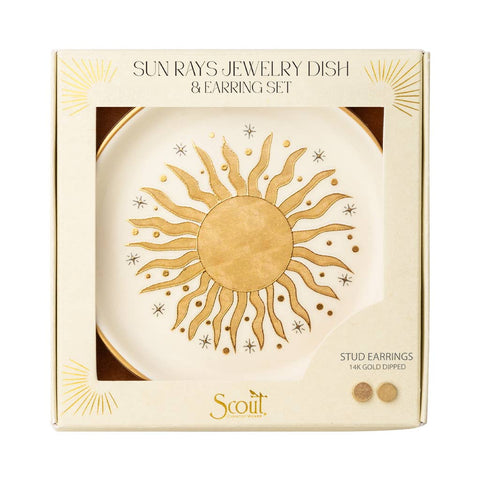Sun Rays Jewelry Dish & Stud Earring Set