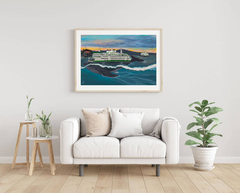 Humpback Ferries Undertow Hand Embellished Giclee Print - image 2