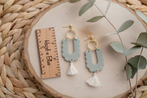 Clay Sage with Tassel Earrings - image 2