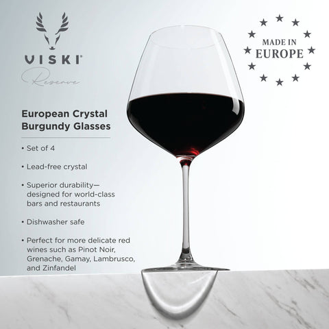 Reserve Inez European Crystal Burgundy Glasses - Set of 4