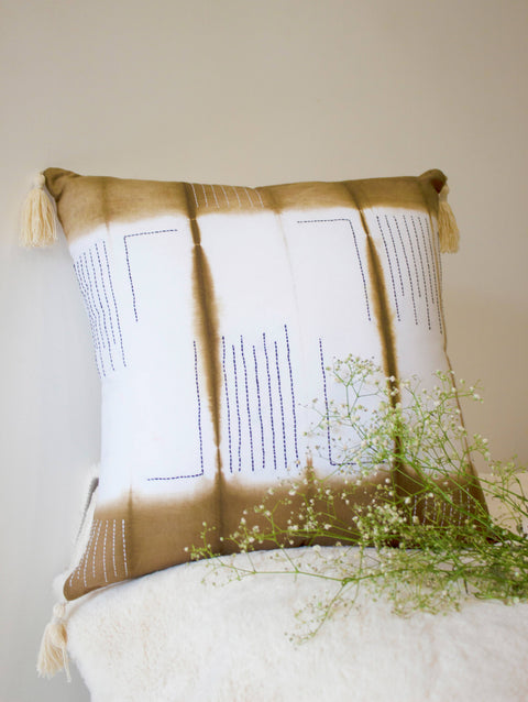Euphoria Cotton Tie & Dye Pale Brown Throw Pillow - image 8