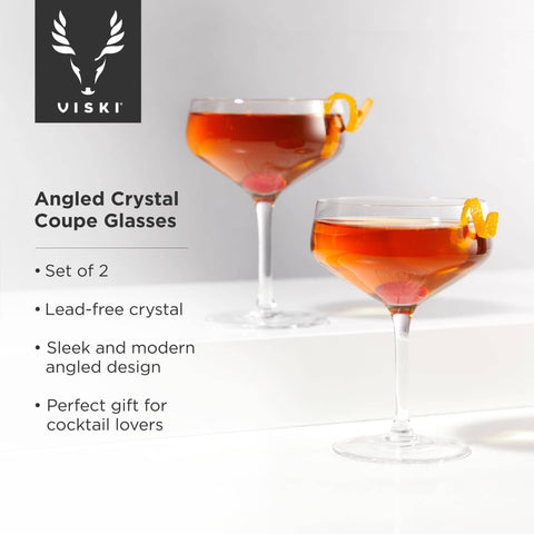 Raye™ Angled Crystal Coupe Glasses - Set of 2