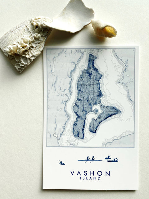 Vashon Blue Topo Map Postcard - image 2