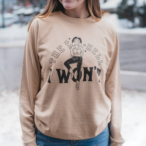 The Hell I Won't Unisex Pullover - Sand - image 3