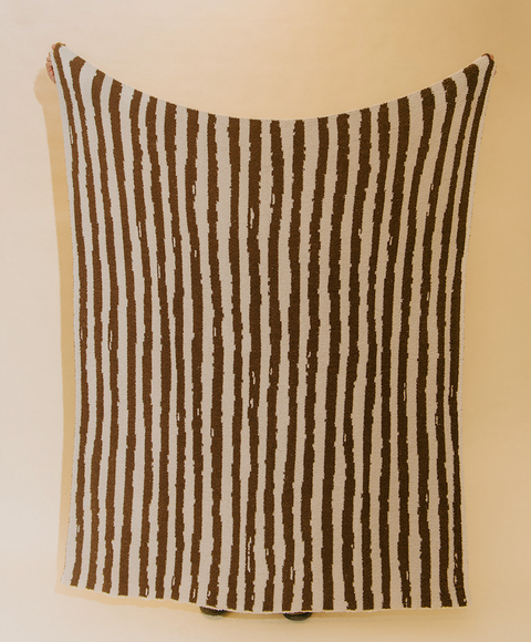 Stripe Plush Throw - Mocha & Cream