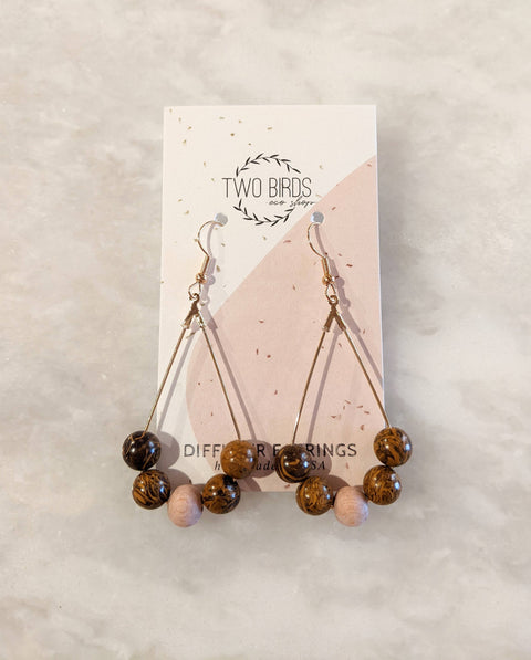 Oakwood Jasper & Rosewood - Teardrop Diffuser Earrings - image 2