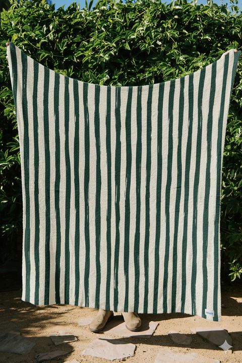 Stripe Plush Throw - Evergreen
