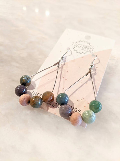 Fancy Jasper & Rosewood - Teardrop Diffuser Earrings - image 2