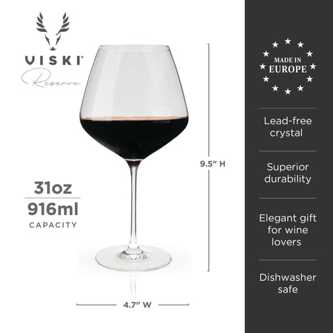 Reserve Inez European Crystal Burgundy Glasses - Set of 4