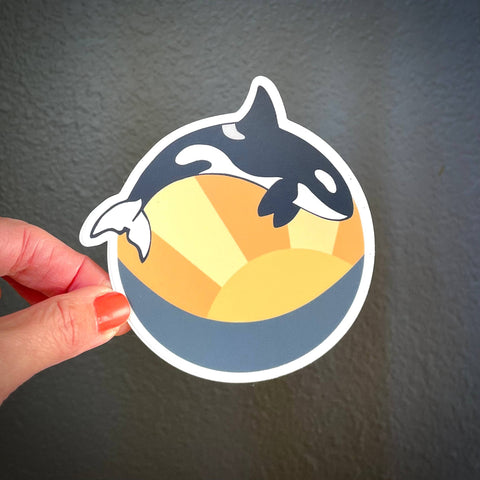Orca Sunrise Sticker - image 2