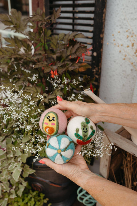 Organic Wool Dryer Balls--Whimsical Watermelon