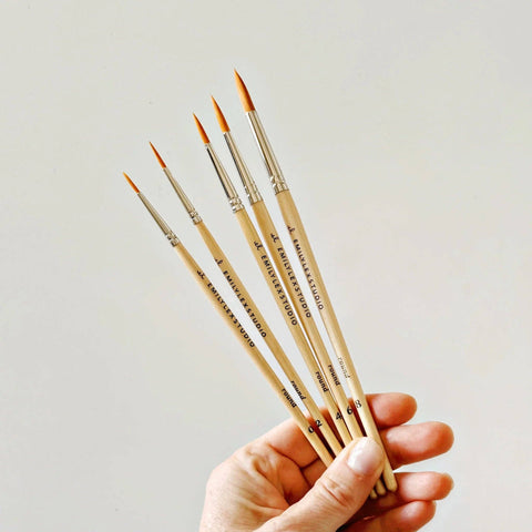 Watercolor paintbrush set of five wood brushes - image 2