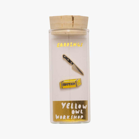 Butter Knife Gold Foodie Statement Studs Earrings - image 2