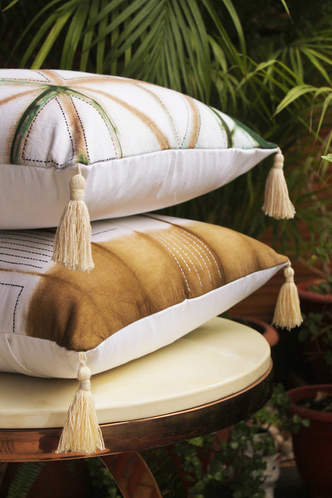 Euphoria Cotton Tie & Dye Pale Brown Throw Pillow - image 9