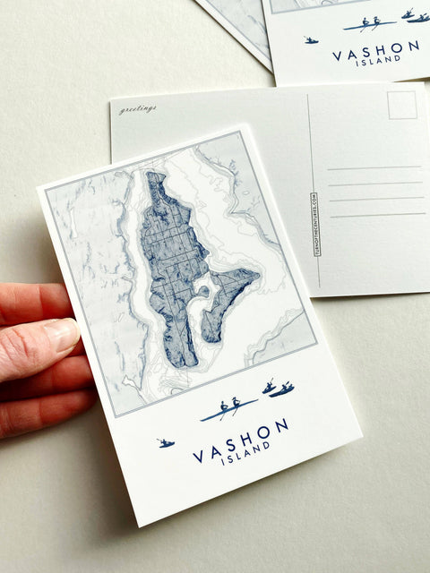 Vashon Blue Topo Map Postcard - image 3