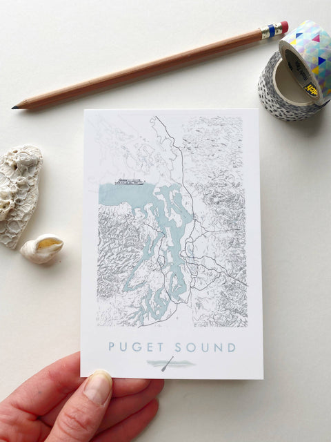 Puget Sound Washington Map - Standard Postcard - image 3