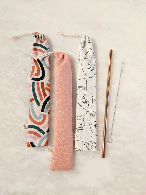 Reusable Straw Kit with Travel Pouch