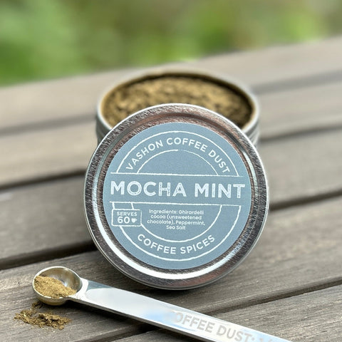 Mocha Mint Coffee Dust tin with spoon