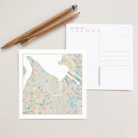 ColorFULL Tacoma Map Square Postcard
