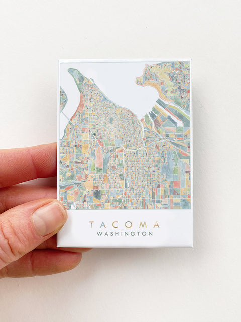 ColorFULL Tacoma Watercolor Map Magnet