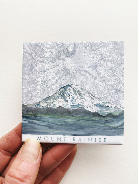 Mount Rainier Landscape and Topo Map Magnet