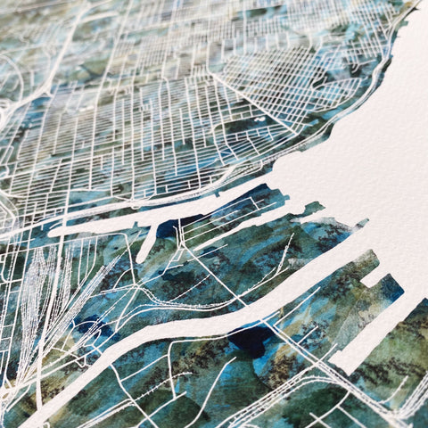 Tacoma Urban Fabrics City Art Map in River