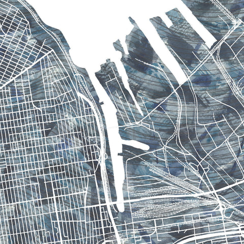Tacoma Urban Fabrics City Art Map in Waves