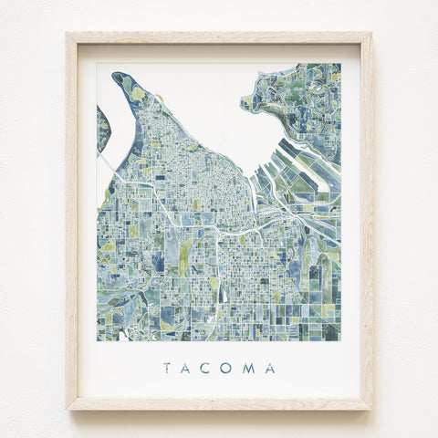 PNW Tacoma Watercolor City Blocks Map print