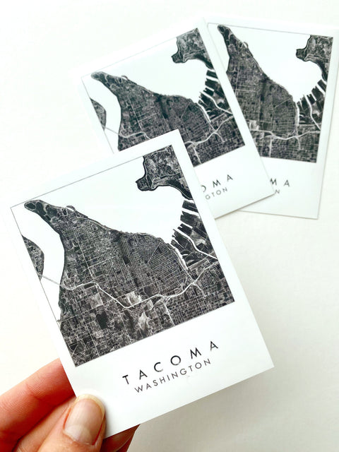 Tacoma Washington Map Vinyl Sticker in black