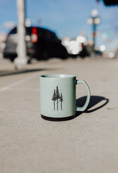 Rustic Three Tree Ceramic Mug Sage - image 2