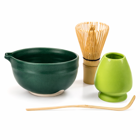 Matcha Tea Startup Gift Set - Bowl, Whisk, Scoop, Holder