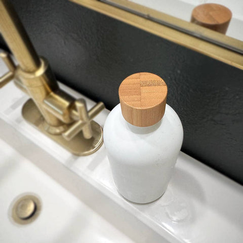 16 oz Glass Bottle with Bamboo Cap