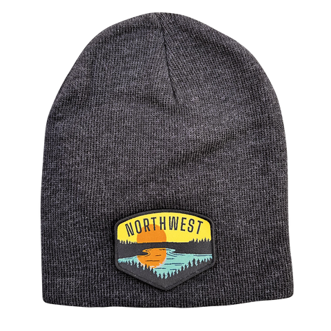 Sunset Lake Trees Beanie with Patch