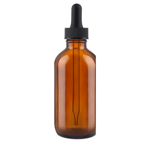 4 oz amber glass dropper bottle with black glass eye dropper