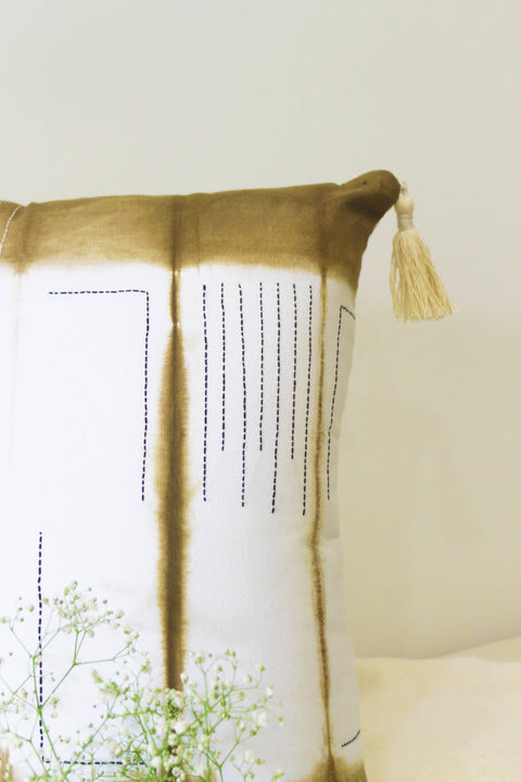 Euphoria Cotton Tie & Dye Pale Brown Throw Pillow - image 5